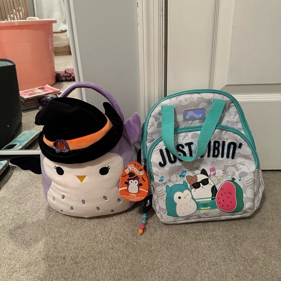 Squishmallows Purple Owl and Teal Backpack Set - Picture 1 of 7